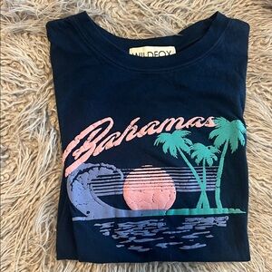 Wildfox Blue Bahamas Palm Graphic Tee- Small